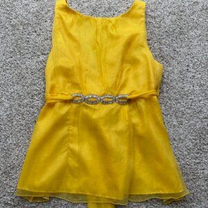 100% Silk Summer Top by Richard Malcolm w/ Bling Detail at Waist Yellow Size S